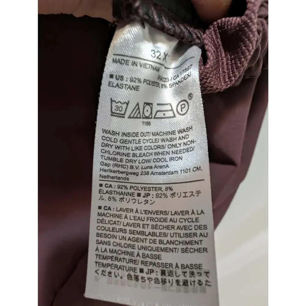 Banana Republic Men's 32x32 Performance Slim Tapered Pants Burgundy
